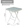 Outdoor Folding Patio Side Table Garden Table with Water Wave Glass Metal Steel Iron Dining Outdoor Table for Garden
