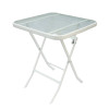 Outdoor Folding Patio Side Table Garden Table with Water Wave Glass Metal Steel Iron Dining Outdoor Table for Garden