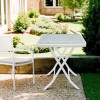 Outdoor Folding Patio Side Table Garden Table with Water Wave Glass Metal Steel Iron Dining Outdoor Table for Garden