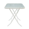 Outdoor Folding Patio Side Table Garden Table with Water Wave Glass Metal Steel Iron Dining Outdoor Table for Garden