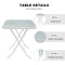 Outdoor  Folding Patio Side Table Garden Table with Water Wave Glass Metal Steel Iron Dining Outdoor Table for Garden