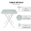 Outdoor Folding Patio Side Table Garden Table with Water Wave Glass Metal Steel Iron Dining Outdoor Table for Garden
