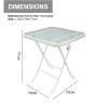 Outdoor Folding Patio Side Table Garden Table with Water Wave Glass Metal Steel Iron Dining Outdoor Table for Garden