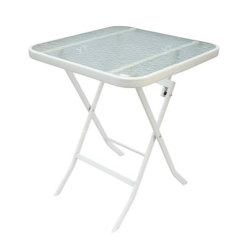 Outdoor  Folding Patio Side Table Garden Table with Water Wave Glass Metal Steel Iron Dining Outdoor Table for Garden