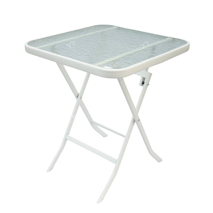 Outdoor  Folding Patio Side Table Garden Table with Water Wave Glass Metal Steel Iron Dining Outdoor Table for Garden