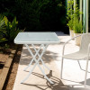 Outdoor Folding Patio Side Table Garden Table with Water Wave Glass Metal Steel Iron Dining Outdoor Table for Garden