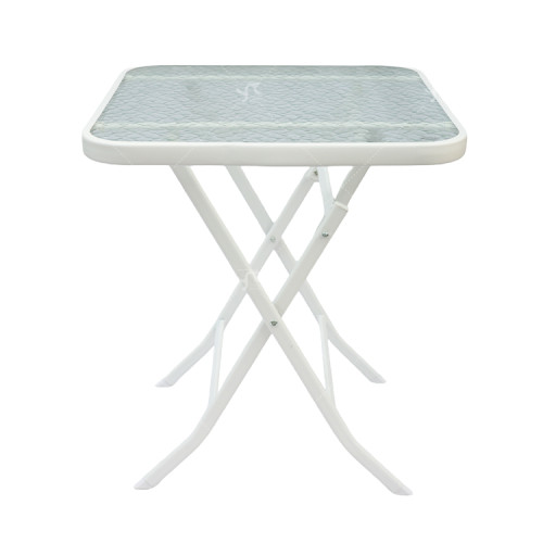 Outdoor  Folding Patio Side Table Garden Table with Water Wave Glass Metal Steel Iron Dining Outdoor Table for Garden