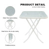 Outdoor Folding Patio Side Table Garden Table with Water Wave Glass Metal Steel Iron Dining Outdoor Table for Garden