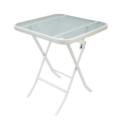 Outdoor  Folding Patio Side Table Garden Table with Water Wave Glass Metal Steel Iron Dining Outdoor Table for Garden