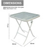 Outdoor Folding Patio Side Table Garden Table with Water Wave Glass Metal Steel Iron Dining Outdoor Table for Garden