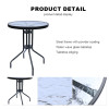 Outdoor Folding Patio Side Table Garden Round Table with Water Wave Glass Metal Steel Iron Dining Outdoor Table for Garden