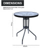 Outdoor Folding Patio Side Table Garden Round Table with Water Wave Glass Metal Steel Iron Dining Outdoor Table for Garden