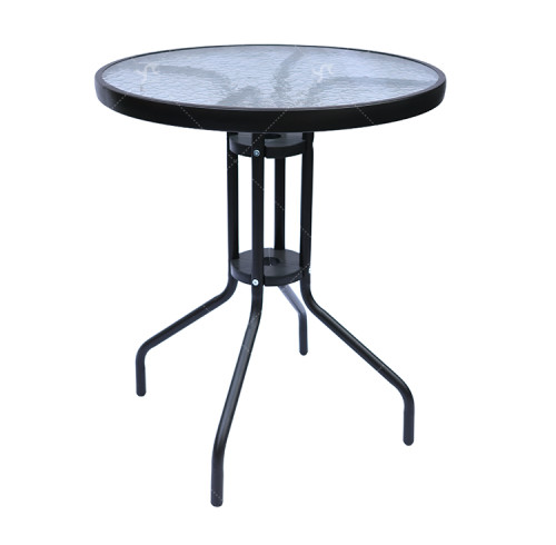 Outdoor  Folding Patio Side Table Garden Round Table with Water Wave Glass Metal Steel Iron Dining Outdoor  Table for Garden