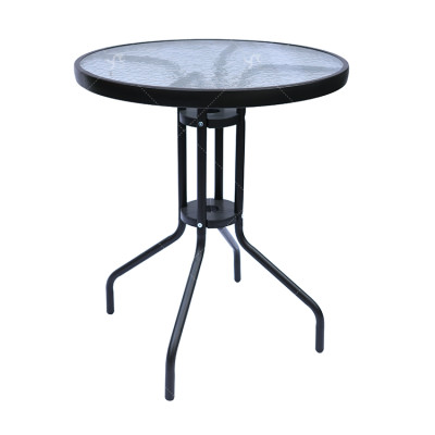 Outdoor  Folding Patio Side Table Garden Round Table with Water Wave Glass Metal Steel Iron Dining Outdoor  Table for Garden