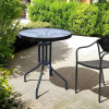 Outdoor Folding Patio Side Table Garden Round Table with Water Wave Glass Metal Steel Iron Dining Outdoor Table for Garden