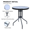 Outdoor Folding Patio Side Table Garden Round Table with Water Wave Glass Metal Steel Iron Dining Outdoor Table for Garden