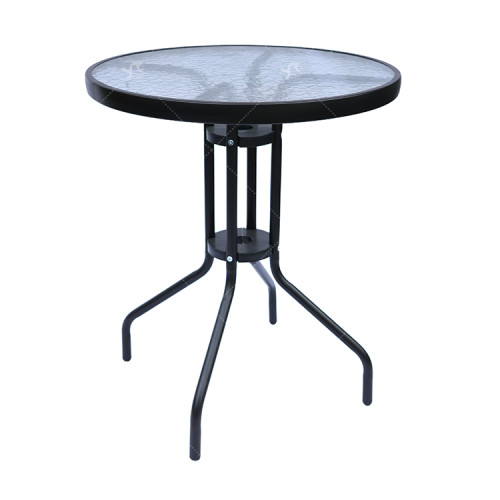 Outdoor  Folding Patio Side Table Garden Round Table with Water Wave Glass Metal Steel Iron Dining Outdoor  Table for Garden