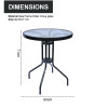 Outdoor Folding Patio Side Table Garden Round Table with Water Wave Glass Metal Steel Iron Dining Outdoor Table for Garden