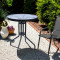 Outdoor  Folding Patio Side Table Garden Round Table with Water Wave Glass Metal Steel Iron Dining Outdoor  Table for Garden