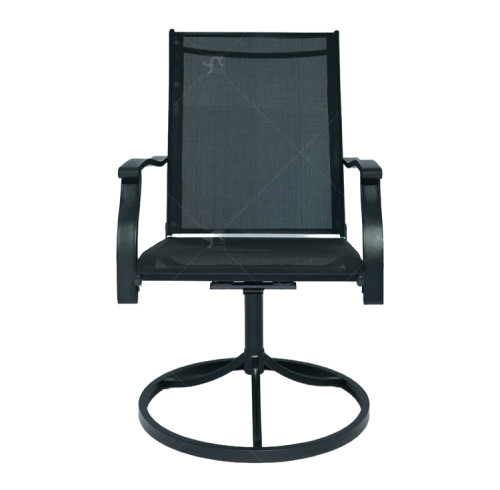 Outdoor 2*1teslin Steel Swivel Chairs High Back with All Weather Teslin Metal Rocking Frame for Lawn Garden Backyard Dark Gray