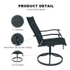 Outdoor 2*1teslin Steel Swivel Chairs High Back with All Weather Teslin Metal Rocking Frame for Lawn Garden Backyard Dark Gray