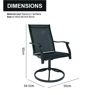 Outdoor 2*1teslin Steel Swivel Chairs High Back with All Weather Teslin Metal Rocking Frame for Lawn Garden Backyard Dark Gray