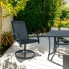 Outdoor 2*1teslin Steel Swivel Chairs High Back with All Weather Teslin Metal Rocking Frame for Lawn Garden Backyard Dark Gray