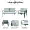 Aluminium New Modern Design Garden Furniture Outdoor Sofa Outdoor Garden Furniture Luxury Sofa Set 4 Pieces