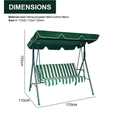 Outdoor Garden Outdoor Patio Swing Chair 3 Seater Metal  Hammock Canopy Garden Swing Chair with Cushion