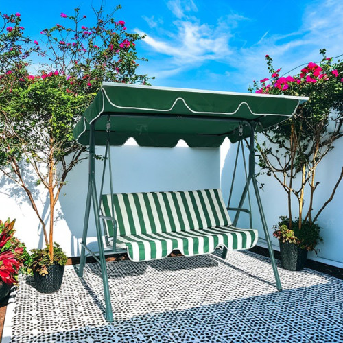 Outdoor Garden Outdoor Patio Swing Chair 3 Seater Metal  Hammock Canopy Garden Swing Chair with Cushion
