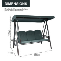 Outdoor Garden Outdoor Patio Swing Chair 3 Seater Metal  Hammock Canopy Garden Swing Chair with Cushion