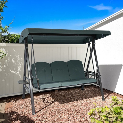 Outdoor Garden Outdoor Patio Swing Chair 3 Seater Metal  Hammock Canopy Garden Swing Chair with Cushion