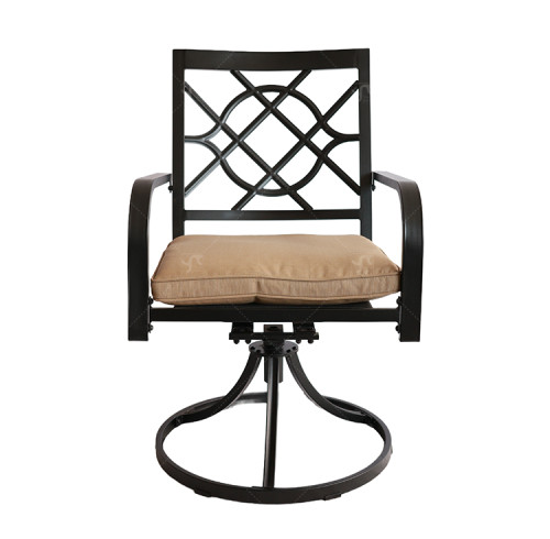 Outdoor Metal Frame Patio Chair Rocker with Brown Cushion Outdoor Dining Swivel Chairs Furniture Set for Garden
