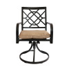Outdoor Metal Frame Patio Chair Rocker with Brown Cushion Outdoor Dining Swivel Chairs Furniture Set for Garden