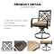 Outdoor Metal Frame Patio Chair Rocker with Brown Cushion Outdoor Dining Swivel Chairs Furniture Set for Garden