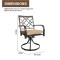 Outdoor Metal Frame Patio Chair Rocker with Brown Cushion Outdoor Dining Swivel Chairs Furniture Set for Garden