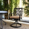 Outdoor Metal Frame Patio Chair Rocker with Brown Cushion Outdoor Dining Swivel Chairs Furniture Set for Garden
