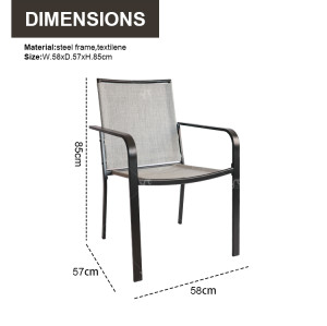 Hot Sale Outdoor Furniture 2x1 Teslin Modern Comfort Flex Metal  Patio Chair with Arm Popular Outdoor Garden Chair