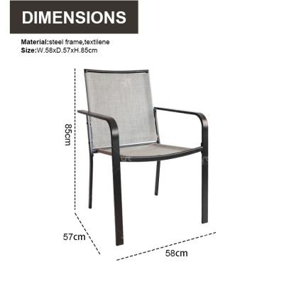 Hot Sale Outdoor Furniture 2x1 Teslin Modern Comfort Flex Metal  Patio Chair with Arm Popular Outdoor Garden Chair