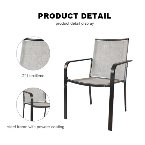Hot Sale Outdoor Furniture 2x1 Teslin Modern Comfort Flex Metal  Patio Chair with Arm Popular Outdoor Garden Chair