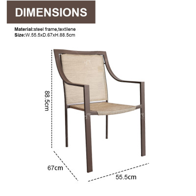 The Outdoor Garden Terrace Is Stackable and 2x1 Teslin Mesh Fabric Dining Chairs Are Designed in a Durable