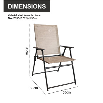 2x1 Teslin Modern Portable Folding Deck Chair for Outdoor Camping Beach  Dining Room with Grab Rails