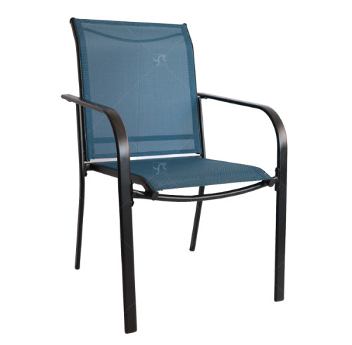 2x1 Teslin Modern Comfort Flex Metal Patio Chair with Arm Popular Outdoor Garden Chair for Park Use Fabric Design