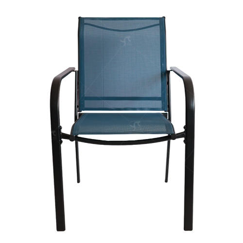 2x1 Teslin Modern Comfort Flex Metal Patio Chair with Arm Popular Outdoor Garden Chair for Park Use Fabric Design