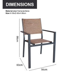2*1Teslin Aluminum Chairs Modern Comfortable Outdoor Garden Custom High-end Furniture Chairs With Armrest Stacking