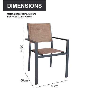 2*1Teslin Aluminum Chairs Modern Comfortable Outdoor Garden Custom High-end Furniture Chairs With Armrest Stacking