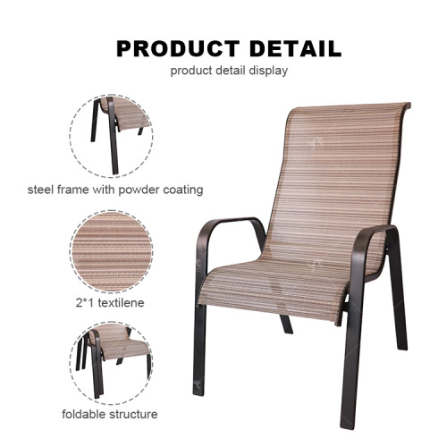 2x1 Teslin Modern Comfort Flex Metal Patio Chair with Arm Popular Outdoor Garden Chair for Park Use  Teslin Design