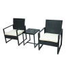 Outdoor Black Garden Steel Pipe Rattan Weaving Casual Three-piece Set Outdoor Garden Leisure Rattan Furniture Set