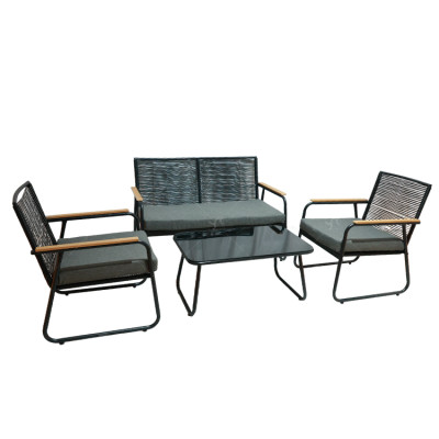 All Day Outdoor 4 Seat Garden Sectional Sofa Sofa Furniture Rattan Outdoor Terrace Session SeChair Set with Table