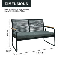 All Day Outdoor 4 Seat Garden Sectional Sofa Sofa Furniture Rattan Outdoor Terrace Session SeChair Set with Table